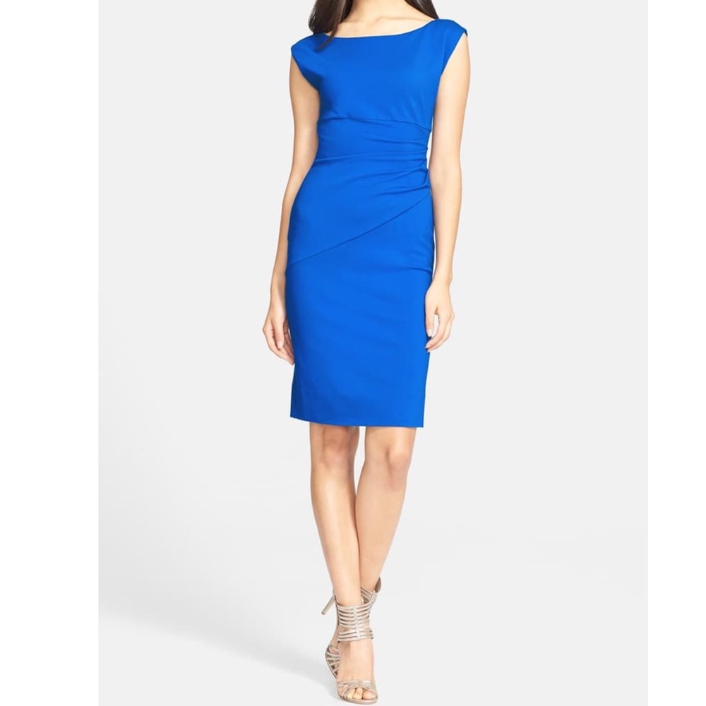 [DVF] Jori blue cap sleeve classic sheath dress